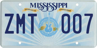 MS license plate ZMT007