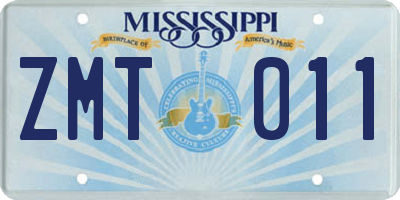 MS license plate ZMT011