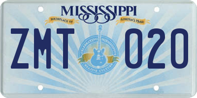 MS license plate ZMT020