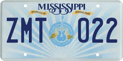 MS license plate ZMT022