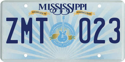 MS license plate ZMT023