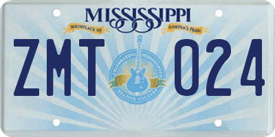 MS license plate ZMT024