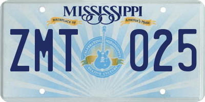 MS license plate ZMT025