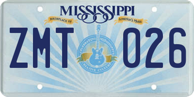 MS license plate ZMT026