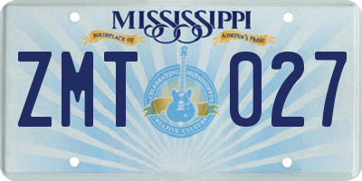 MS license plate ZMT027