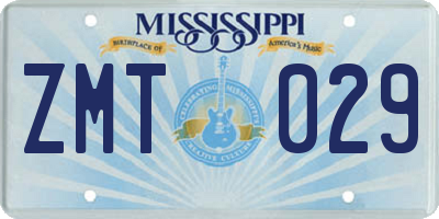 MS license plate ZMT029