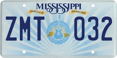 MS license plate ZMT032