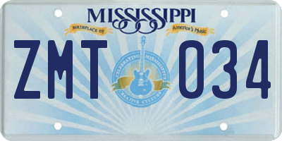 MS license plate ZMT034