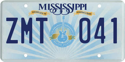 MS license plate ZMT041
