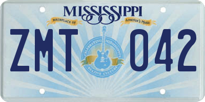 MS license plate ZMT042