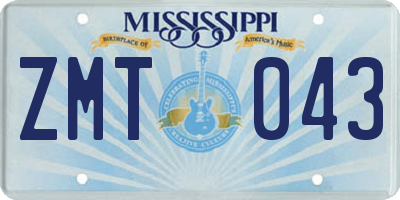 MS license plate ZMT043