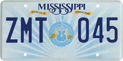 MS license plate ZMT045