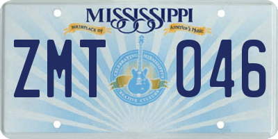 MS license plate ZMT046