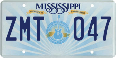 MS license plate ZMT047