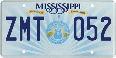 MS license plate ZMT052