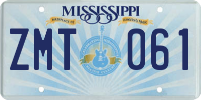 MS license plate ZMT061