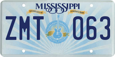 MS license plate ZMT063