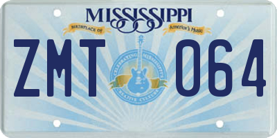 MS license plate ZMT064