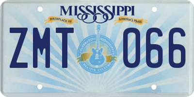 MS license plate ZMT066