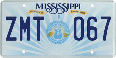 MS license plate ZMT067
