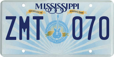 MS license plate ZMT070