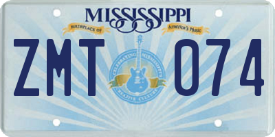 MS license plate ZMT074