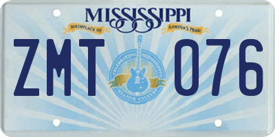 MS license plate ZMT076
