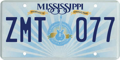 MS license plate ZMT077
