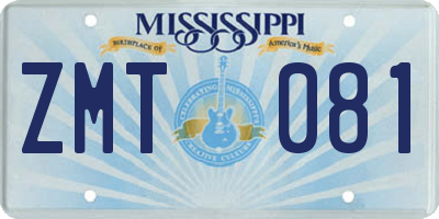 MS license plate ZMT081