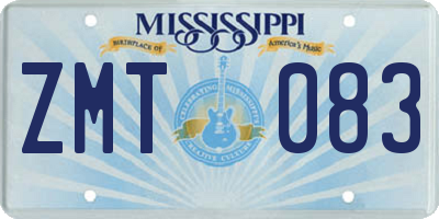 MS license plate ZMT083