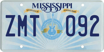 MS license plate ZMT092