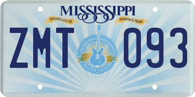 MS license plate ZMT093