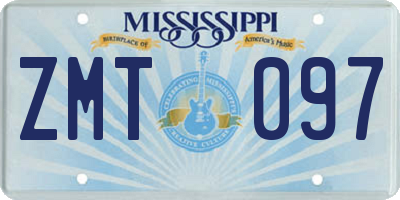 MS license plate ZMT097