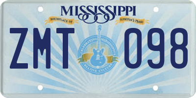 MS license plate ZMT098