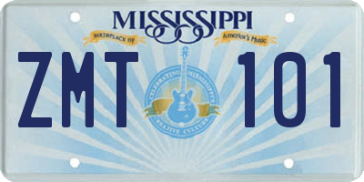 MS license plate ZMT101
