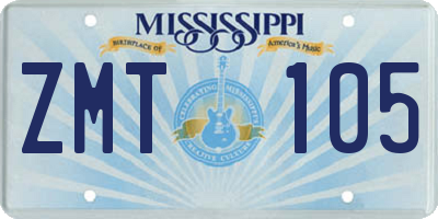 MS license plate ZMT105