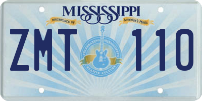MS license plate ZMT110