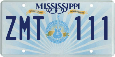 MS license plate ZMT111