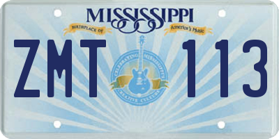 MS license plate ZMT113