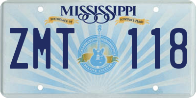 MS license plate ZMT118