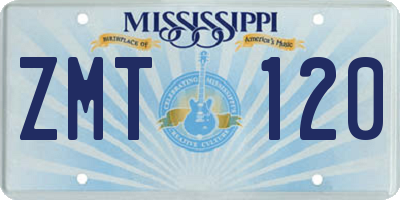 MS license plate ZMT120
