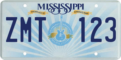 MS license plate ZMT123
