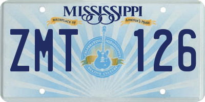 MS license plate ZMT126