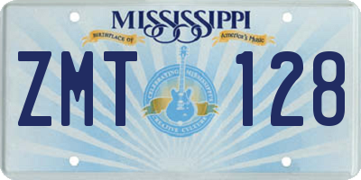 MS license plate ZMT128