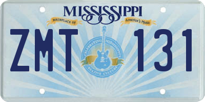 MS license plate ZMT131