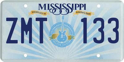 MS license plate ZMT133