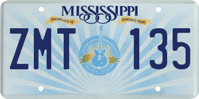 MS license plate ZMT135