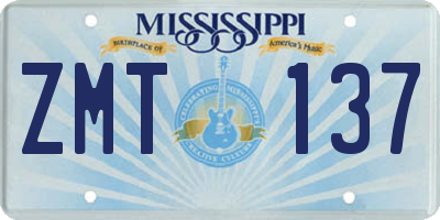 MS license plate ZMT137
