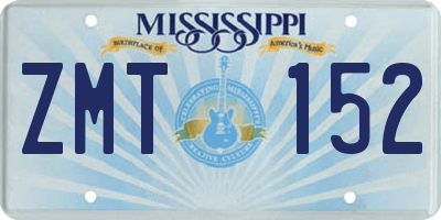 MS license plate ZMT152