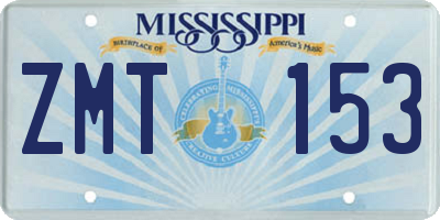 MS license plate ZMT153